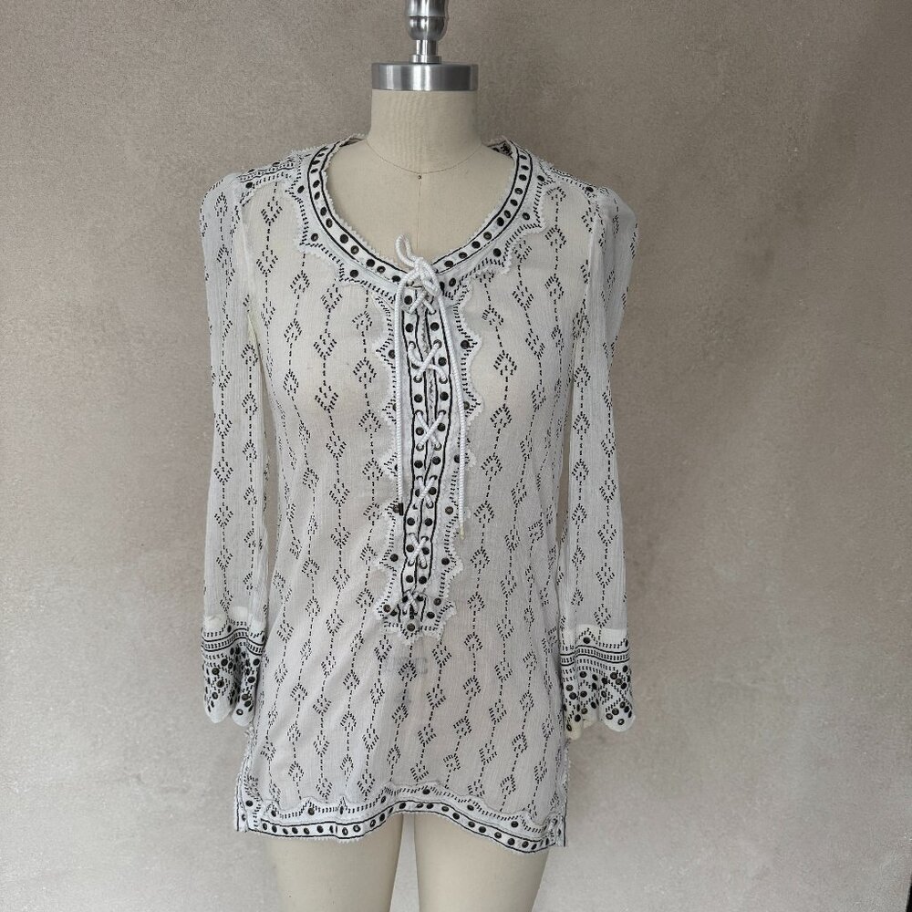 ISABEL MARANT Runway "Alicia" Lace Up Tunic Top Sz 36 Grommet Stud Mainline